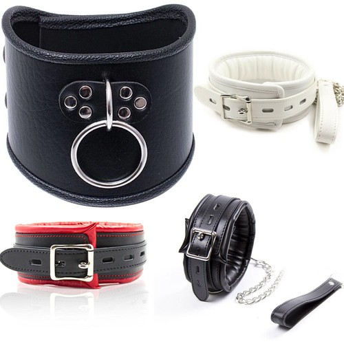 Faux leather bondage - leather, neck
