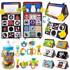 Baby Activity Toy Set 12PCS Sensory Book Rattle Teethers Soft Play Mat Education