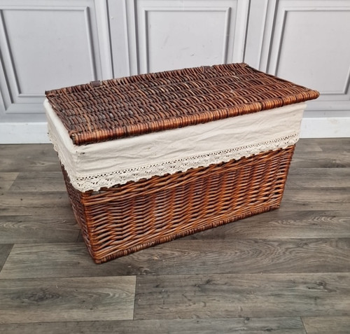 Vintage wicker storage chest - vintage,