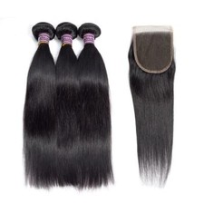16+16+16&16 LACE CLOSURE 4X4 BRAZILIAN HUMAN HAIR SILKY STRAIGHT 350g FAST SHIP