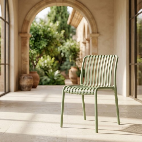Modern green slatted garden - green,