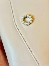 LK Bennett Pink 'Mason' Leather Clutch Bag with Pearl Effect Detail RRP £199