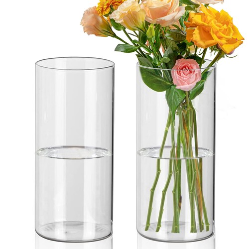 2pcs cylinder vases 20cm tall - cylinder,
