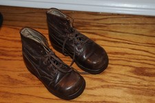 Pair Of Vintage Antique Brown Leather Childrens Shoes Boots From Germany Heavy**
