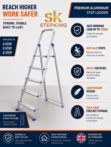 Aluminium step ladder - aluminium, 5