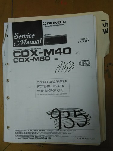 Pioneer cdx m40 m60 - pioneer, service