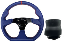 Blue D1 350mm Steering Wheel + Boss Kit for VOLKSWAGEN VW T4 1996 - 2003