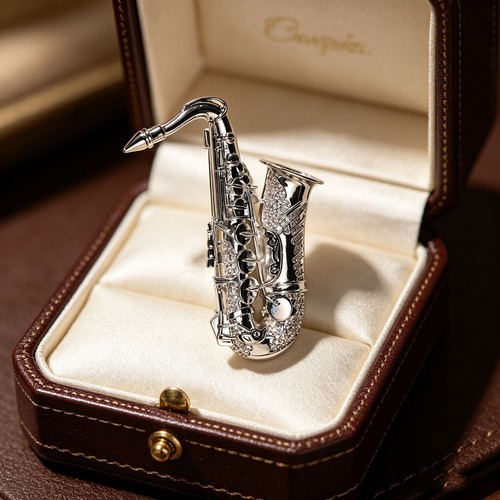 Vintage saxophone brooch music - vintage,