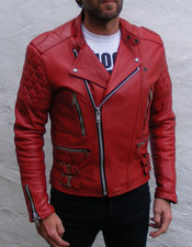 Vtg red mens leather cafe