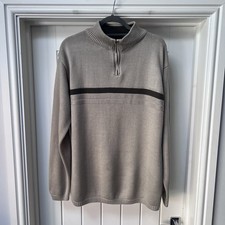 Cedarwood Jumper Men's Large Brown 1/4 Zip sweater Long Sleeved Knitted Grandpa