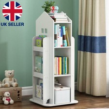 360° Rotating 3 Tier Bookcase Children Kids Book Shelf Rack Storage Bookshelf UK