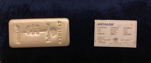 1kg silver bullion bar 999 - 1kg,