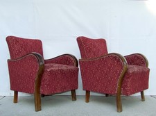 Pair of Art Deco Armchairs, Club Cocktail Chairs. Antique Vintage Halabala 1920.