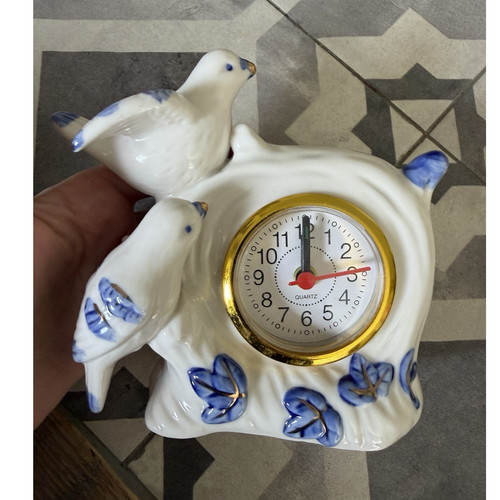 Ceramic bird desk - clock, quartz