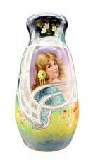 Antique ROYAL BONN PORTRAIT VASE Signed Hand Painted Art Nouveau 1890's