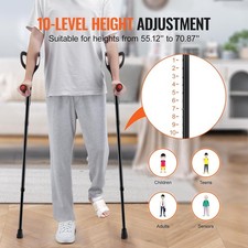 VEVOR Forearm Crutches for Adults – Folding, Height Adjustable, Aluminium (Pair)