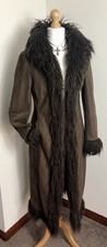 Urban Outfitters Faux Fur long Maxi Boho penny lane Afghan Coat Size L UK 14