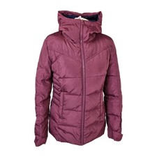 Quba Sails Down Filled Puffer Jacket UK 12 Burgundy Hooded Quilted Winter Coat