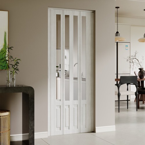 Pvc folding door white - pvc, grain