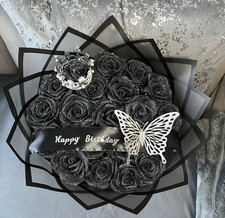 Eternal BLACK  Glitter Rose