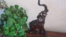 Large Wooden Elephant Figure