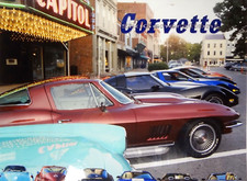 Corvette Six Generations Poster C1 C2 C3 C4 C5 C6 - 1967 Coupe Marlboro Maroon
