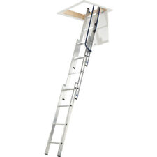 3 Section Aluminium Loft Ladder with Handrail & Easy Stow Spring 3m Max Height