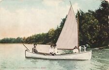 Yachting on Lake Winnebago, Fond du Lac WI, sail boat with dog POSTCARD