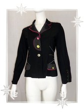A - Lightweight Short Blazer Jacket Black Fuchsia Coffee Break Size 38
