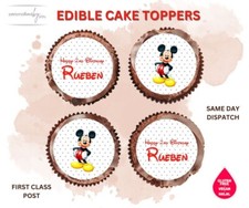 EDIBLE Cupcake Toppers Personalised Mickey Mouse Printed ICING RICE WAFER 2"