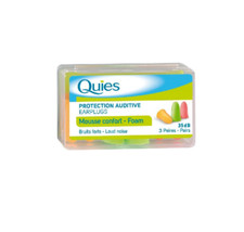 Quies Soft Foam Ear Protection Plugs 35dB Pack of 3 Pairs