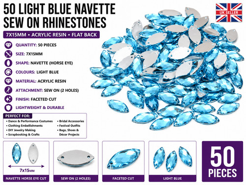 Light blue rhinestones - 50,