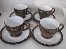 DENBY POTTERY MARRAKESH MOSAIC TILE DESIGN TEA SET SERVICE 4 x CUP & SAUCERS