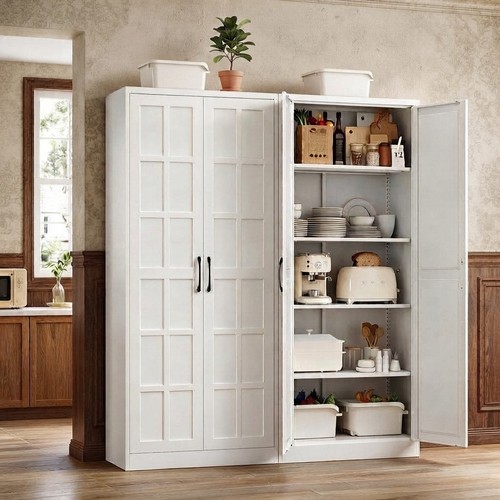 Tall metal pantry cabinet - metal,