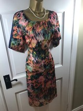 Fee G Multicoloured Patterned Lined Dress, UK 12, Great Condition