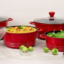 Laria Die-Cast Stockpot Induction Non-Stick Pot with Tempered Glass Lid Cooking