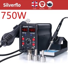 750W 2 in 1 Soldering Iron Station Hot Air Gun Desoldering Rework LED Digital UK