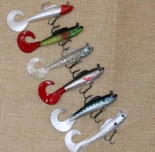 6 soft jelly weighted curly tail lures perch pike spinning drop Shot LRF tackle