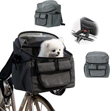 Dog Bike Basket, Foldable Dog Carrier, Dog Basket for Bike Detachable Front Bicy