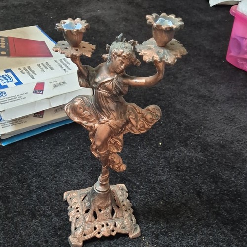 Copper metal arm candelabra - copper, 2-arm