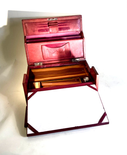 Antique red leather portable - antique,