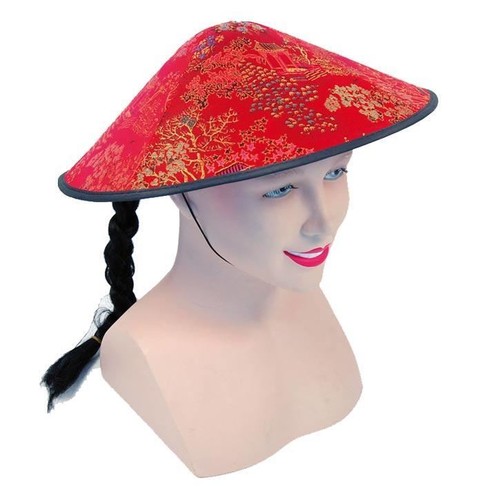 Chinese coolie hat red - chinese,