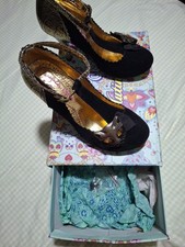 Irregular Choice- Black Bloxy Simba T-bar Court Shoes- Size 6
