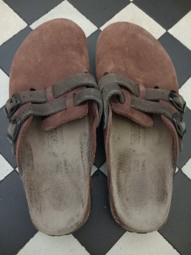Tan birkenstock nubuk slip - birkenstock, on