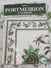 Portmeirion Botanic Garden Variations Cotton Napkins Set of 6 NEW