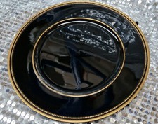 12 Black Gloss Metallic Gold Rim Charger Plates Plastic  33cm  Table Base plate