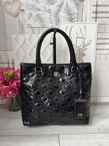 Black patent quilted tote - quilted, bag