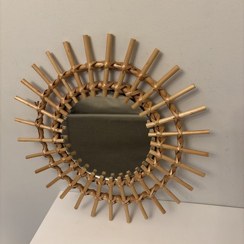 Bamboo cane wall mirror - wall,