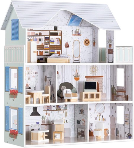 Navaris large wooden dollhouse - navaris,