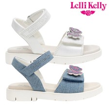 Lelli Kelly Girls Butterfly Charm Sandals White Blue Adjustable Strap LK4870